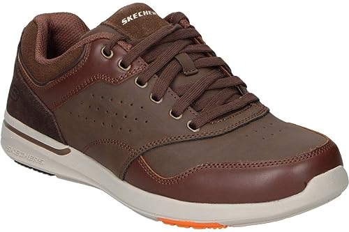 Skechers Men's Relaxed Fit: Elent - Velago Sneaker In Brown, Size 8 | Leather/Synthetic/Textile - 7