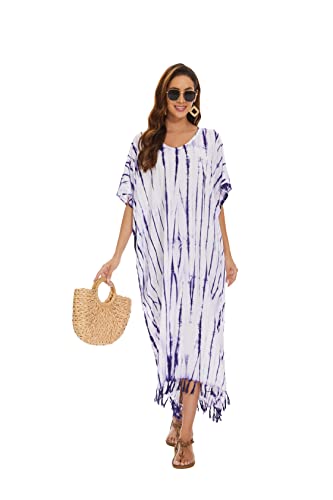 Image of Beautybatik Women Hippie Tie Dye Caftan Kaftan Loungewear Maxi Plus Size Long Dress XL to 4X