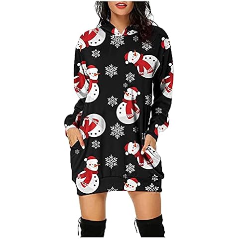Vestido Navidad 2021 con Capucha y Manga Larga Cover