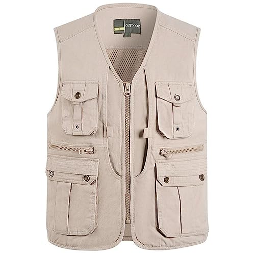 Chaleco para hombre al aire libre blanco casual talla grande para pesca