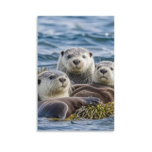 Toile murale loutre de mer pour decoration esthetique de chambre et bain
