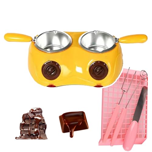 Fundidora de chocolate comercial, calentador eléctrico automático de chocolate, control de temperatura de dos niveles, carcasa anti-escaldaduras,Yellow