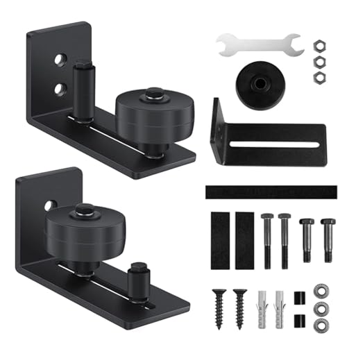 Wilktop Juego de 2 guías de suelo ajustables, para puertas correderas, guía de ruedas con tornillos, guía de puerta corredera 8 en 1 para todas las puertas correderas