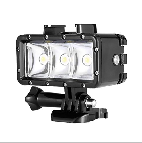 Orsda Video Tauchlampe 30M Wasserdicht 3W 3 LED Tauchlampe Videoleuchte+ Schwimmender Handgriff Griff 300LM für GoPro Hero 4 3+ 3 Sport Kamera Schwarz