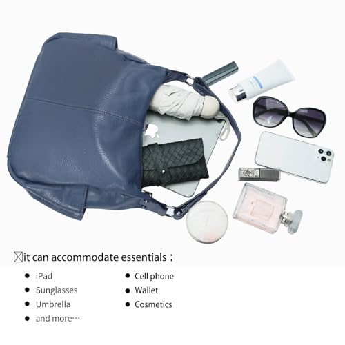 Image of Hobo Bag for Women Genuine Leather Purses Work Casual Shouldler Bag with Two Adjustable Straps