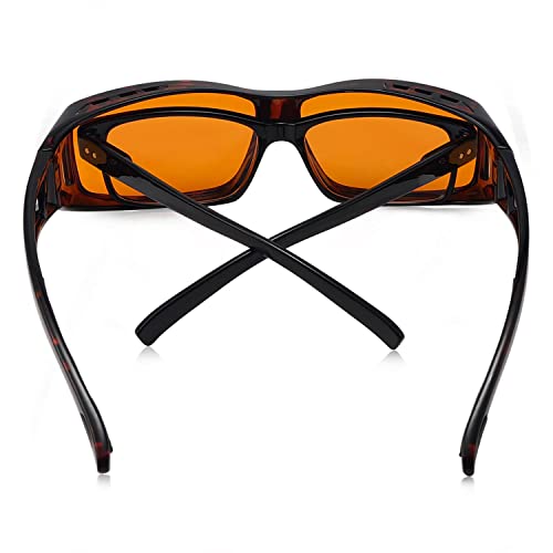 Image of Eyekepper 100% Blue Light Reduction,Fitover Anti-Blue Blocking Computer Glasses Amber Lenses, Tortoise