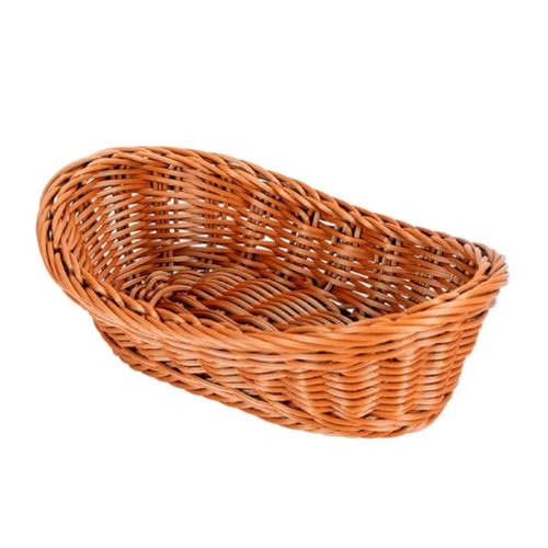 Wicker Bread Baskets Woven Organizer Tabletop Food Serving Baskets For Fruits Vegetables & Snacks Restaurant Fruit Basket For Kitchen Stackable Oval Fruit Baskets Food Serving Holders For Home