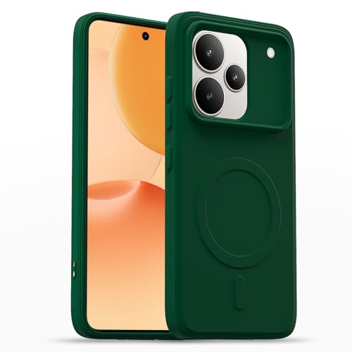 Image of Pikkme Back Cover for Realme P4 Pro 5G Soft Matte Silicone Mag-Safe Design (Mag-Safe Not Support) Camera Protection | Slim Fit Bumper Cover (Green)