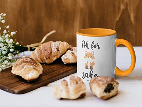 Stuff4 Oh for Fox Sake Mug 11oz Ceramic Dishwasher Safe Premium Yellow Handle Mugs Fox Gifts - Image 2