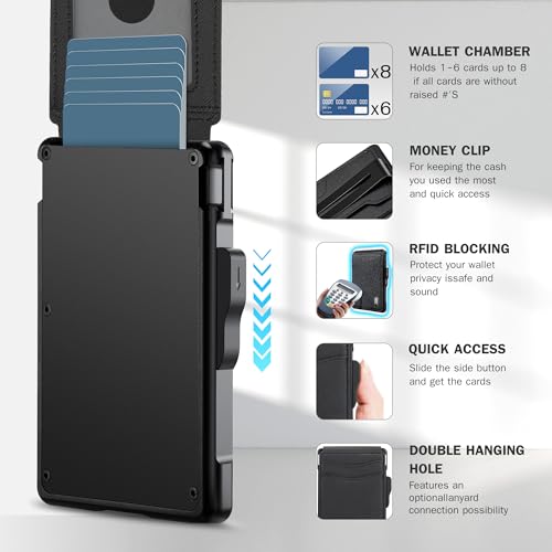 umoven Wallet for Men - with Money Clip Slim Leather Slots RFID Blocking Bifold Minimalist Wallet