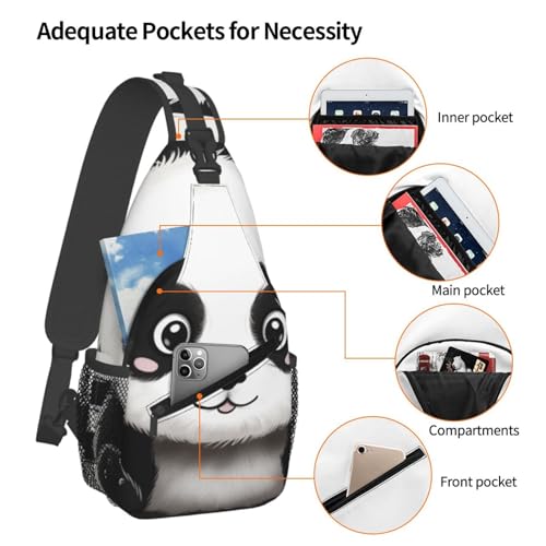 Bolso Cruzado para Hombre Bolsa Diagonal Negra Panda miniatura 4