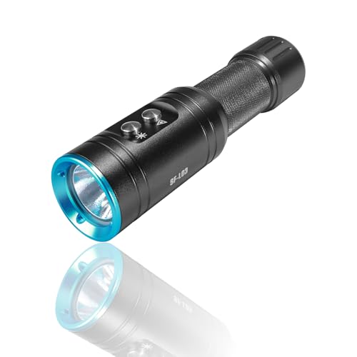 JatureClets Dive Light, SF-L03 Scuba Diving Flashlight with 3 Modes, 100m Waterproof Diving Flashlight, IPX8 Scuba Light Snorkeling Light, Safety Dive Lights Supports Amphibious Use