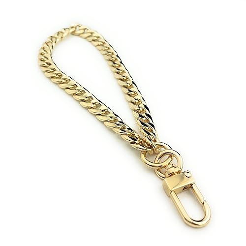Wrist Strap Wristlet Chain Curb (9mm) Curb Wristlet Chain for Handbag Chain Accessories [Gold]