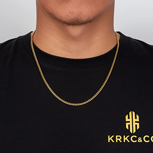 KRKC&CO Catena in Oro da 3mm, in Acciaio Inox