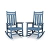 KINGYES Outdoor Patio Rocking Chair Set of 2 Weather Resistant Oversized Porch Rocker High Back Outdoor Rocking Chair for Adult Outdoor Rocker with 330Lbs SupportPlum Rocker Blue