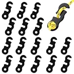 20 Pcs Tent Guide Lines Tensioners S-Shaped Aluminum Alloy Wind Rope Buckle Camping Cord Adjusters Portable For Hiking Backpacking Picnic Shelter Shade Canopy Outdoor Black