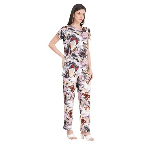 Image of Women's Pure Cotton Top & Pyjama Set - Printed Nightwear and Loungewear, Comfortable Night Suit for Sleep and Relaxation