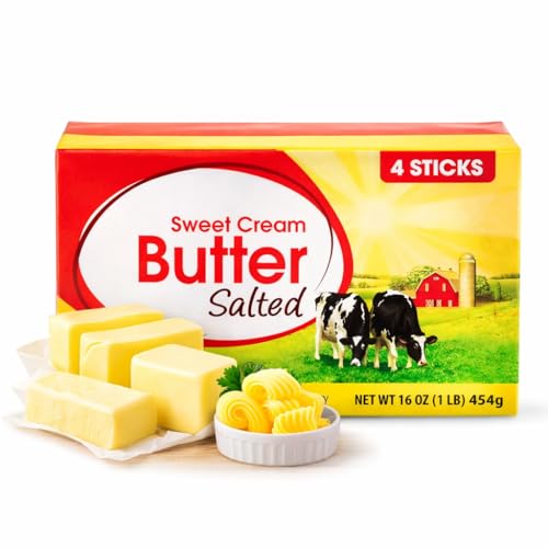 Sweet Cream Salted Butter Sticks, 16 oz Total (4 x 4 oz Sticks), Smooth & Rich Flavor, Ideal for Cooking, Baking, Spreading, and Everyday Kitchen Use
