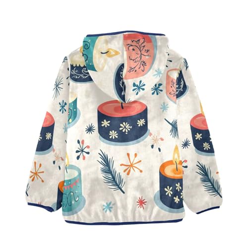 Christmas Candles Girls Fleece Jacket Girls Fall Jacket Girls Zip Up Hoodie Girls Sherpa Jacket 2-10T2