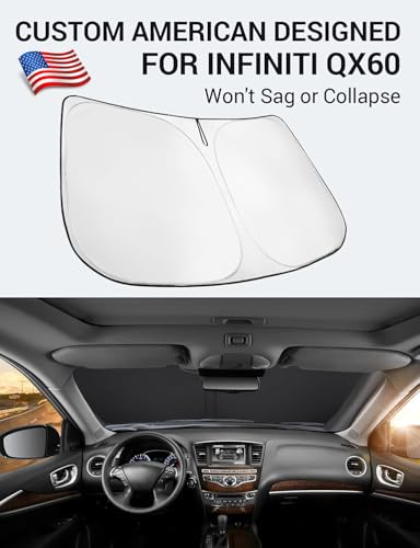 Image of Proadsy 2026 Upgrade Front Windshield Sun Shade Foldable Sunshade Protector Custom Fit 2014-2021 Infiniti QX60 Accessories