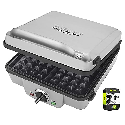 Cuisinart WAF-300P1 Belgian Waffle Maker with Pancake Plates Bundle with 1 YR CPS Enhanced Protection Pack