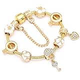 Item Type:Bracelets Baostic Armschmuck Heart & Key Pendant Rose Gold Color Fine Bracelets & Bangles Ferris Wheel Beads Charm Bracelet for Women Jewelry 025 21cm