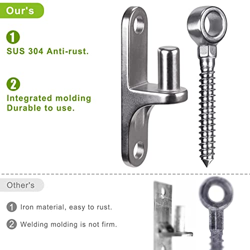 Insaga 2Pack Wall Mount Gate Hinge | 304 Stainless Steel Gate Hinges For Farm Gate, One-Piece Molding Hinge Screw Eye With Hole Dia 5/8'' For Chain Link Fence Post Gate #TOP1