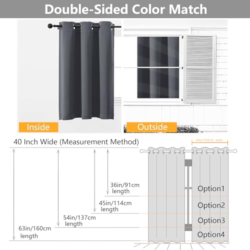 Image of Simplebrand Grey Curtains for Bedroom 54 Inch Length 2 Panels Set, Room Darkening Thermal Insulated Energy Saving Curtains for Nursery, Grommet Solid Soft Window Treatment Drapes, W40 x L54