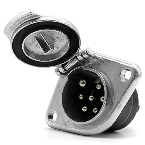 SAMETRUCK Steckdose 24V 7pol Typ N ISO 1185 mit Stift LKW Auflieger Anhänger Dose Metall