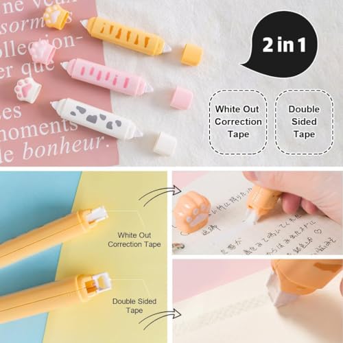 Basicon 2-in-1 Kombi-Rolle: Korrekturband & Doppelseitiges Klebeband mit Punkte-Kleber – Stylisches Cute Design für Schule, Haushalt & Büro Bürobedarf