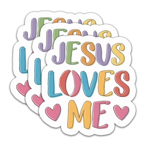 Calcomanía de Jesús Me ama para cristianos, amantes de Jesús, amantes de Dios, oraciones, calcomanías de fe, decoración de libros, portátiles, vasos, botellas de agua, Kindles, tazas, calcomanías de