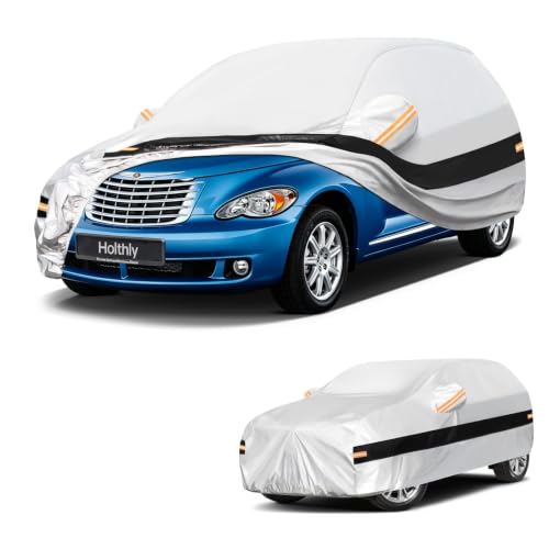 Image of 10 Layers SUV Car Cover Custom Fit for Chrysler PT Cruiser (2000-2010), Waterproof All Weather for Automobiles, Outdoor Full Cover Sun Dust Rain Protection with Cotton. Silver