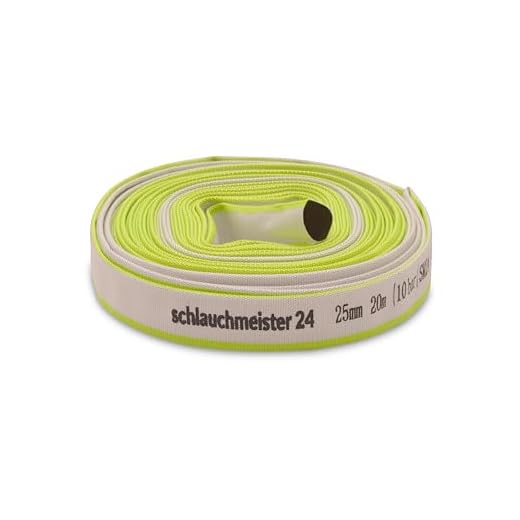 Ø 1 Zoll - 25 mm, 20 m Flachschlauch | Bauschlauch | Industrieschlauch | Synthetischer Gummi, Weiß mit Grün, 10 Bar, -20°C bis +60°