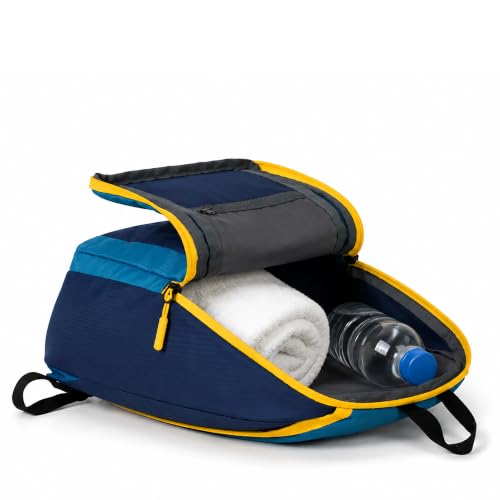 Image of White Feather Dinky Compact Backpack | 10L Lightweight Water Resistant Daypack for Gym Cycling Running Travel Daily Use | Small Casual Backpack for Men Women (Navy Blue Blue)