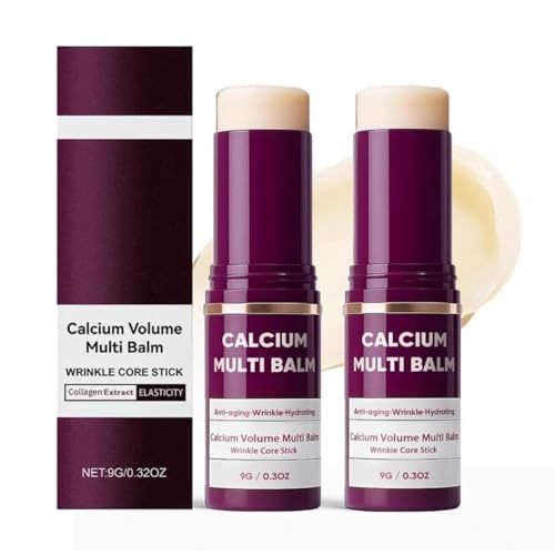 CWED 2 PCS Palo De Humedad De Colágeno,Calcio Múltiple Bálsamo,Antienvejecimiento,Reparación Intensiva Y Crema Hidratante,Palo De Núcleo De Arrugas,Hidratante, Adecuada Para Ojos,Cuello,Cara