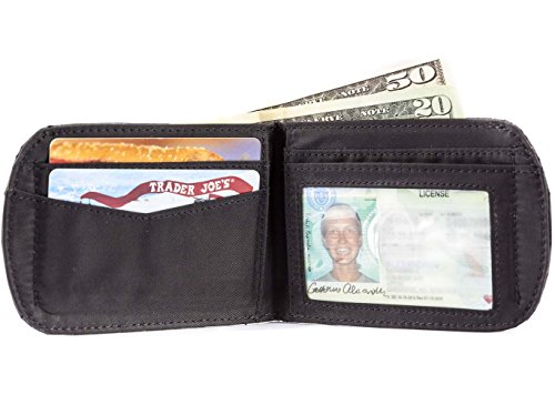 Big Skinny Men's Curve Leather Bi-Fold Slim Wallet, Holds Up To 20 Cards, Black #TOP1
