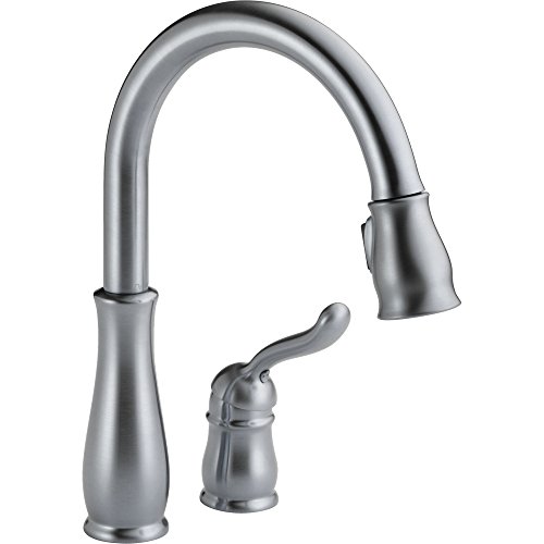Delta Faucet Leland Brushed Nickel Kitchen Faucet, Kitchen Faucets with Pull Down Sprayer, Kitchen Sink Faucet, Faucet for Kitchen Sink with Magnetic Docking Spray Head, Arctic Stainless 978-ARWE-DST