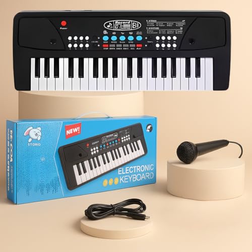 Storio Kids Piano Keyboard with Mic | 37 Keys, 8 Rhythms, 8 Tones & 6 Demo Songs | Electronic Musical Toy for Boys & Girls Age 2-5 | Educational & Recording Keyboard for Beginners