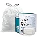 Plasticplace Custom Fit Trash Bags, Compatible with Simplehuman Code R (100 Count) White Drawstring Garbage Liners 2.6 Gallon/ 10 Liter 16.5