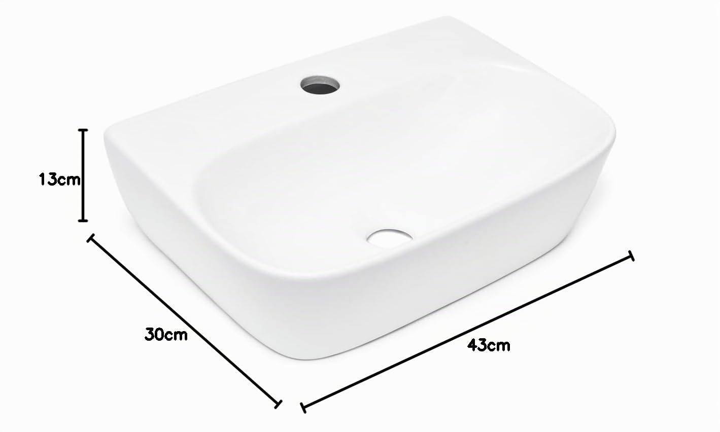 Lavabo suspendu de qualité supérieure Brevis | Dimensions compactes 43x30x13cm | Trou pour robinetterie inclus | Design élégant pour salle de bain moderne | Brevis SATBRE4330R