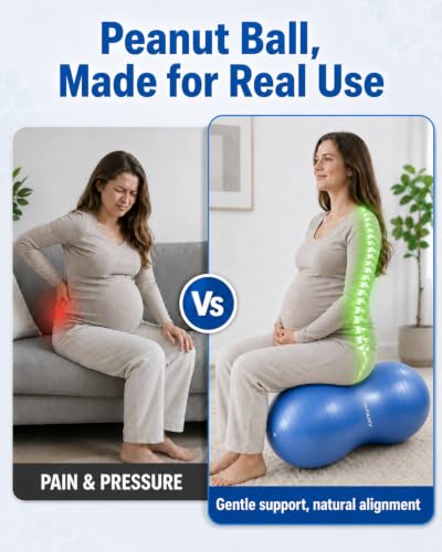 Image of INPANY Peanut Ball - Anti Burst Exercise Ball for Labor Birthing, Physical Therapy for Kids, Core Strength, Flexible Seating, Home & Gym Fintness, Sensory Chair Wiggle Seat for Boys and Girls