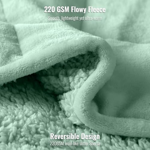 Uttermara Weighted Blanket Queen Size 15lbs 60x80 inches with Soft Plush Fleece, Cozy Warm Sherpa Snuggle Thick Heavy Blanket Great for Sleep and Calming, Sage Green