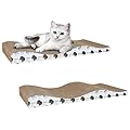 OMATSBEH 2 Pack Cat Scratcher Pad Cat Scratch Board Cat Cardboard Scratcher Nest Sleeping Cat Scratcher Cardboard for Indoor Cats (2 Pack Grey Cat)
