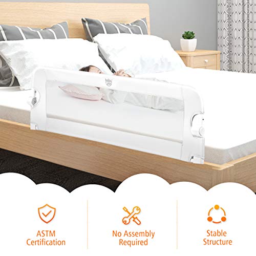 Baby Joy Bed Rails For Toddlers, Swing Down Safety Bed Guard For Convertible Crib, Folding Baby Bedrail For Kids Twin, Double, Full Size Queen & King Mattress (48-Inch, White) #TOP4