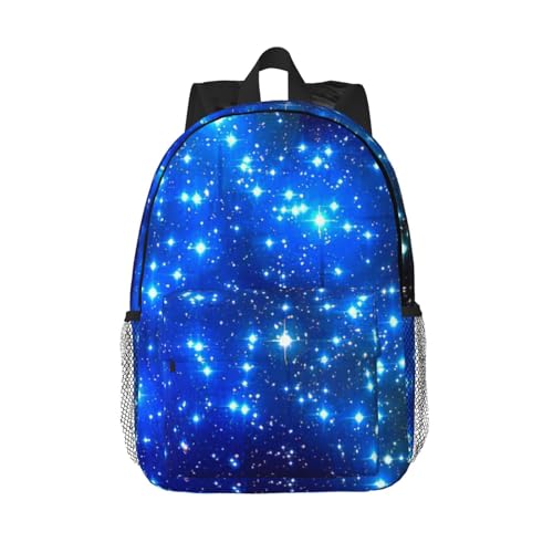 Sac à dos bleu brillant imprimé étoiles polyvalent pour le travail et le sport