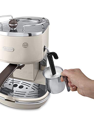 De'Longhi Icona Vintage ECOV 311.BG – Espresso Siebträgermaschine im RetroLook, Espressomaschine mit manuellem Milchaufschäumer, für Kaffeepulver oder ESE Pads, 1,4 l Wassertank, beige