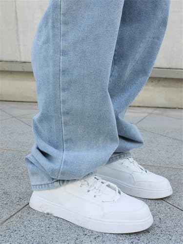 Men's Denim Pants Loose Casual Solid Color Streetwear Wide Leg Denim Pants Y2k3