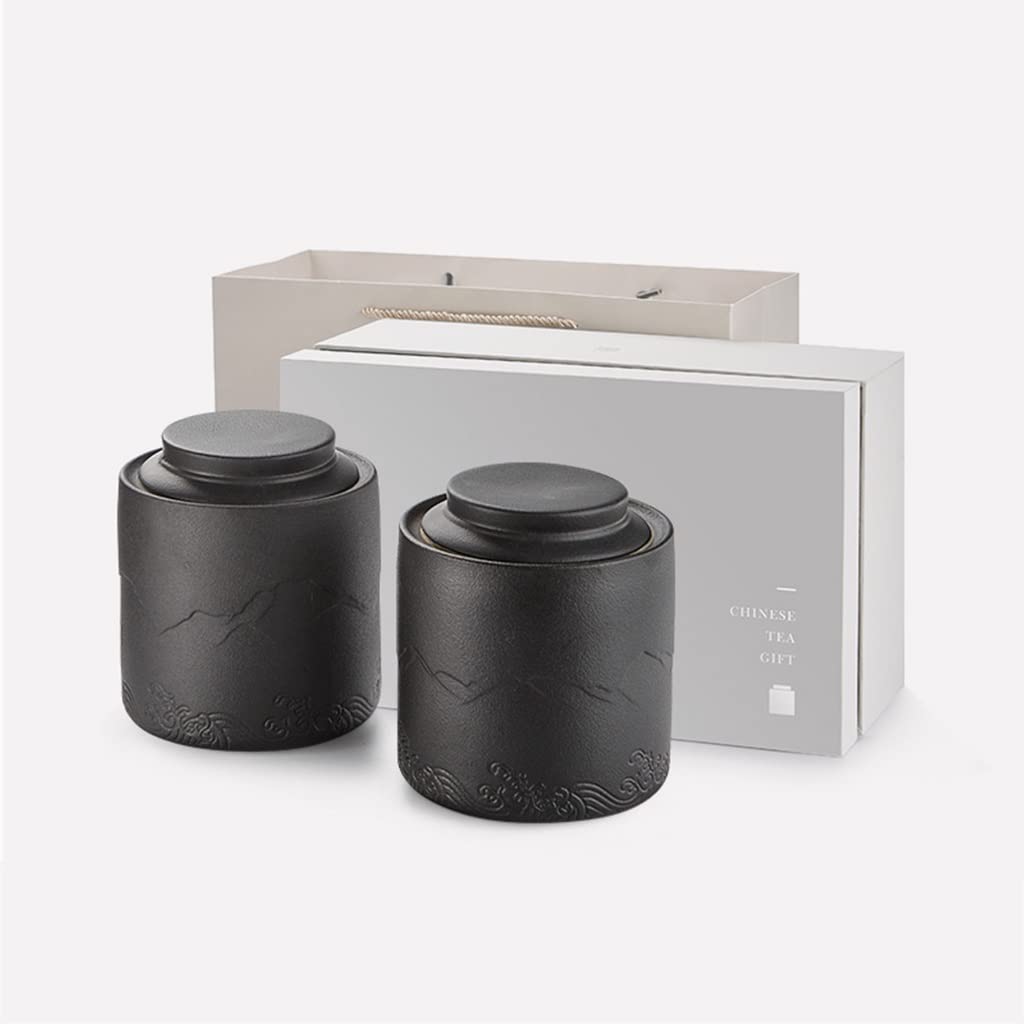 Barattoli da tè Barattolo per Alimenti in Ceramica con Coperchio ermetico, Confezione Regalo in Barattolo da tè Resistente all'umidità in Stile Semplice Bianco e Nero Confezione p