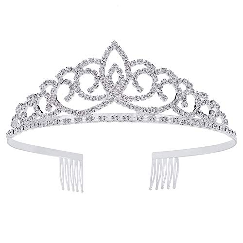 Crystal Tiara Crowns for Women Girls Princess Elegant Bridal Crown with Combs Women's Headbands Wedding Prom Birthday Pageant Party Gift, Silver