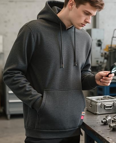 Image of VATRENUS FR Hoodies for Men Pullover 10.5oz Cotton Fleece Flame Resistant Jacket Fire Retardant Welding Sweatshirts
